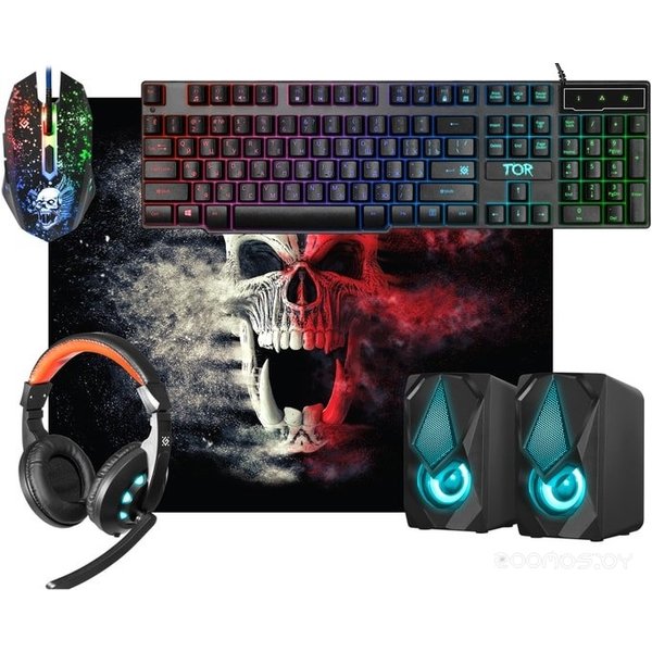 Набор игровых устройств Defender Tor MHP-127 / 52127 (мышь/клавиатура/гарнитура/коврик/колонки)