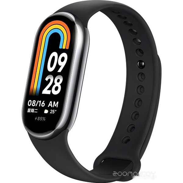 Фитнес-браслет Xiaomi Smart Band 8 (серый, с черным силиконовым ремешком, международная версия)