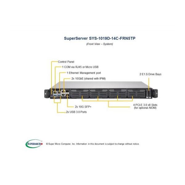 Серверная платформа Supermicro SYS-1019D-14C-FRN5TP