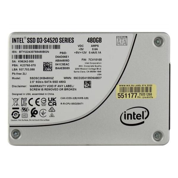 Накопитель SSD Intel SSDSC2KB480GZ01 S4520 Series SATA 2,5" 480GB