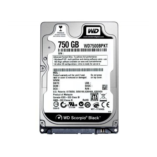 Жесткий диск для сервера WD 750ГБ SATA 2.5" 7200 об/мин, 3 Gb/s, WD7500BPKT