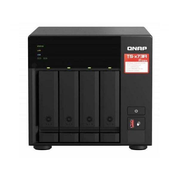 Qnap TS-473A Сетевой RAID-накопитель, 4 отсека 3,5"/2,5", 2 порта 2,5 GbE BASE-T, 2 слота M.2 NVMe, AMD Ryzen V1500B 2,2 ГГц, 8 ГБ DDR4