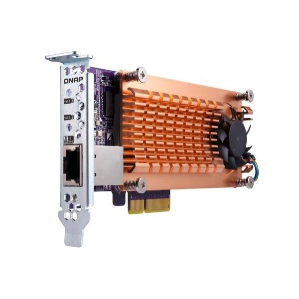 Карта расширения QNAP 2 x M.2 22110/2280 PCIe SSD, 10GbE RJ45, PCIe Gen2 x4, QM2-2P10G1T