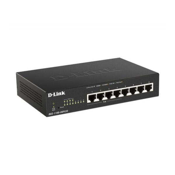 Настраиваемый L2 PoE-коммутатор D-Link DGS-1100-08PLV2/A1A с 8 портами 10/100/1000Base-T