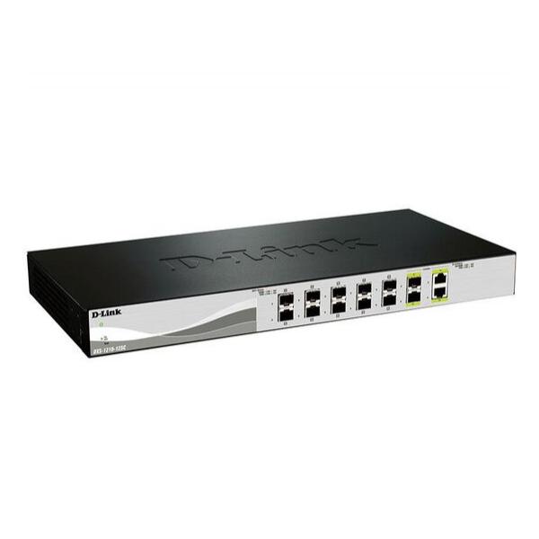 Настраиваемый коммутатор D-Link DXS-1210-12SC/A3A Smart уровня 2+ с 10 портами 10GBase-X SFP+ и 2 комбо-портами 10GBase-T/SFP+