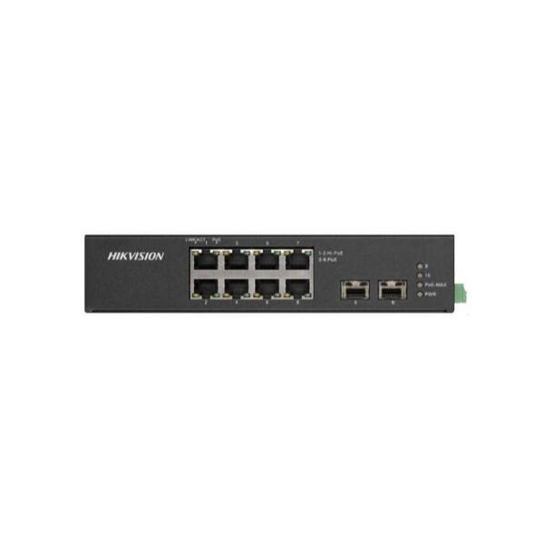 Неуправляемый, промышленный 10-ти портовый PoE коммутатор Hikvision DS-3T0510HP-E-HS