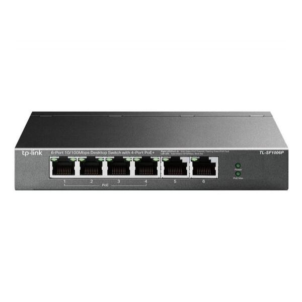 TP-Link TL-SF1006P 6-портовый 10/100 Мбит/с настольный коммутатор с 4 портами PoE+