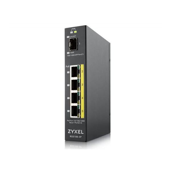 Коммутатор ZyXEL RGS100-5P 4-PoE Неуправляемый 5-ports, RGS100-5P-ZZ0101F