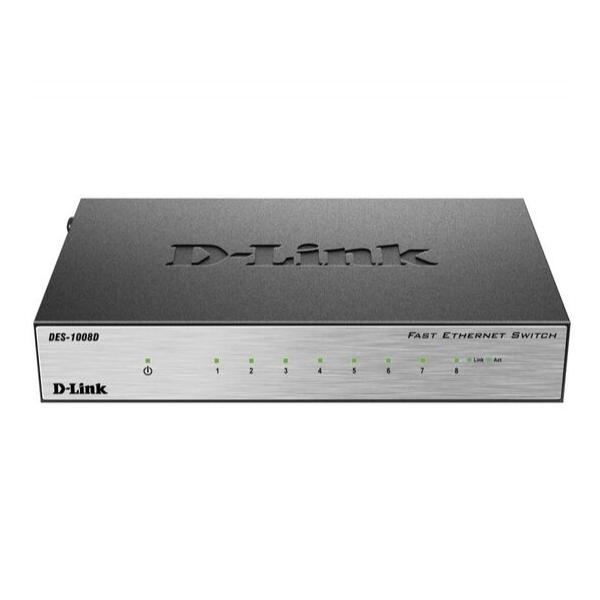 Неуправляемый коммутатор с 8 портами 10/100Base-TX D-Link DES-1008D