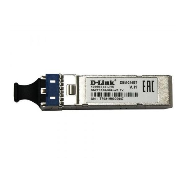 D-Link 314GT SFP-трансивер с 1 портом 1000Base-LHX для одномодового оптического кабеля до 50 км