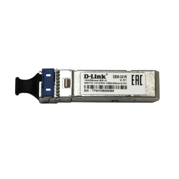 D-Link 331R WDM SFP-трансивер с 1 портом 1000Base-BX-U (Tx:1310 нм, Rx:1550 нм) для одномодового оптического кабеля до 20 км