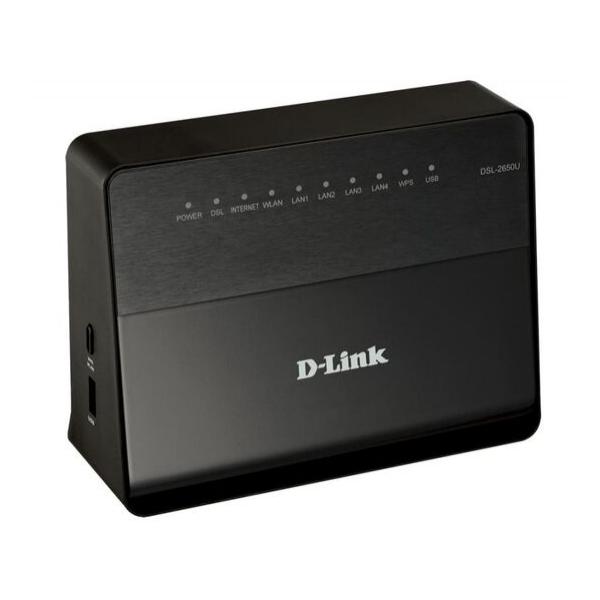 Беспроводной маршрутизатор D-Link DSL-2650U/RA 2.4 ГГц 150 Мб/с, DSL-2650U/RA/U1A