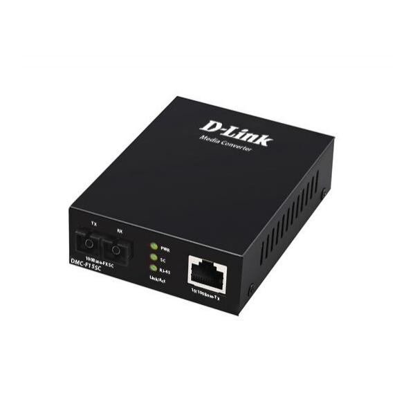 Медиаконвертер D-Link DMC-F15SC/B1A из 100BASE-TX по витой паре в 100BASE-FX по одномодовому волокну (15 км, SC)