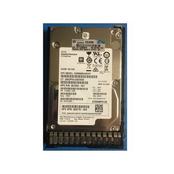 Жесткий диск для сервера Hewlett Packard Enterprise 600 ГБ SAS 2.5" 15000об/мин, 12Gb/s, 870797-001