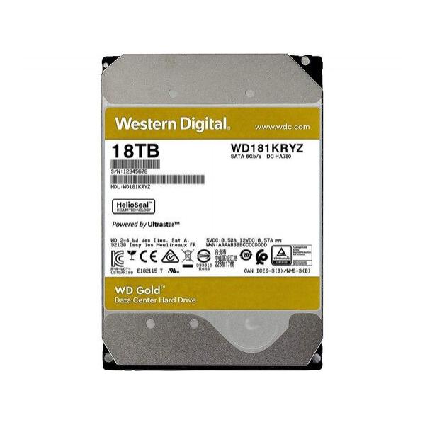 Жесткий диск для сервера WD 18ТБ SATA 3.5" 7200 об/мин, 6 Gb/s, WD181KRYZ