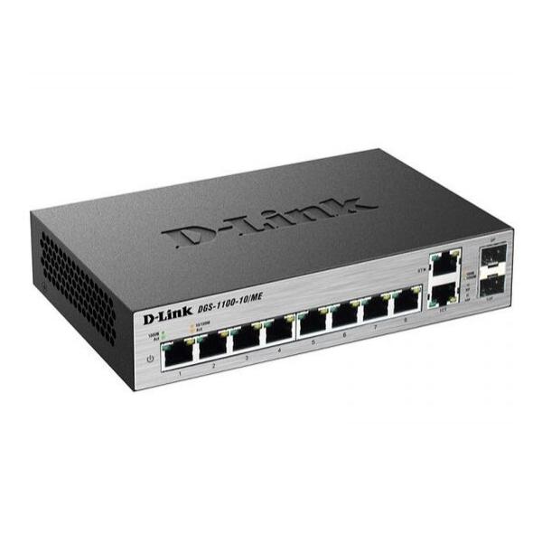 Управляемый L2 коммутатор D-Link DGS-1100-10/ME/A1A с 8 портами 10/100/1000Base-T и 2 комбо-портами 100/1000Base-T/SFP