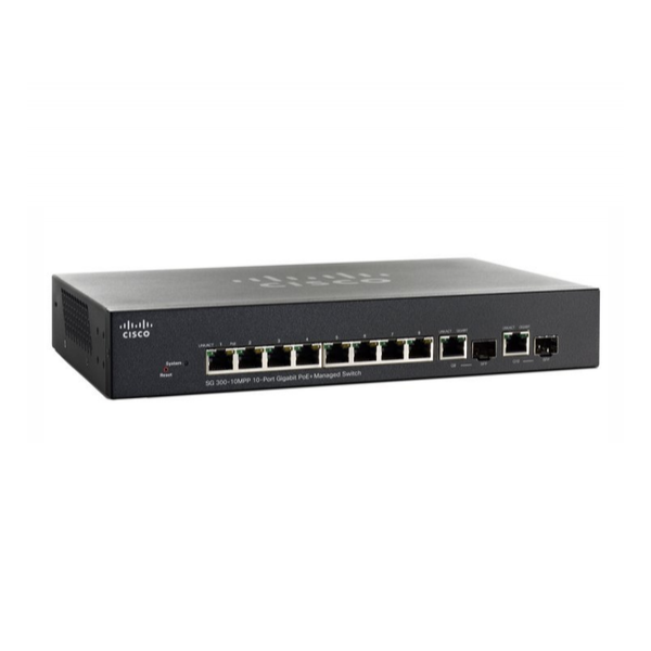 Коммутатор Cisco SG300-10MPP 8-PoE Управляемый 10-ports, SG300-10MPP-K9-EU