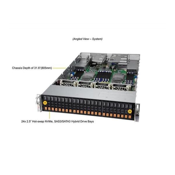 Серверная платформа SuperMicro SYS-240P-TNRT Quad Socket P+ (LGA-4189), 48 модулей DIMM до 18ТБ,До 24 отсеков для 2,5-дюймовых дисков NVMe/SAS3/SATA3, 2x M.2 SATA