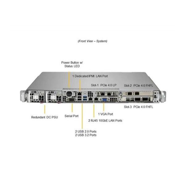 Серверная платформа SuperMicro SYS-110P-FDWTR Socket P+ (LGA-4189),8 модулей DIMM до 2 ТБ, 2 отсека для 2,5-дюймовых дисков, 1 M.2 NVMe или 1 M.2 SATA3