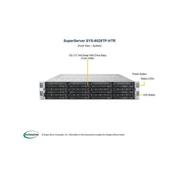 Серверная платформа SuperMicro SYS-6029TP-HTR Twin Barebone Dual CPU, 4 узла