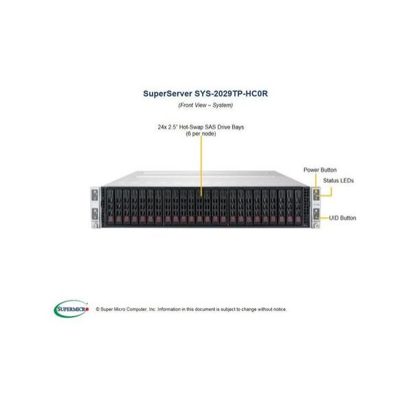 Серверная платформа Supermicro SYS-2029TP-HC0R Twin Barebone Dual CPU, 4 узла