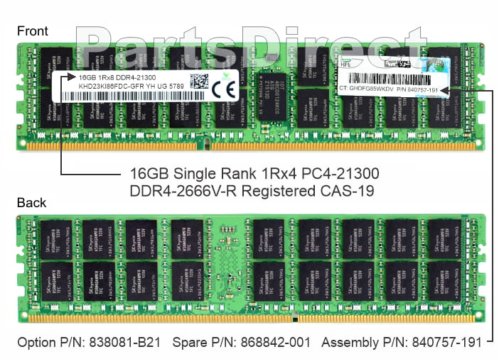 838081-B21 HP DL385 G10 16 ГБ одноранговой памяти PC4-21300 DDR4 SDRAM (1 x 16 ГБ)