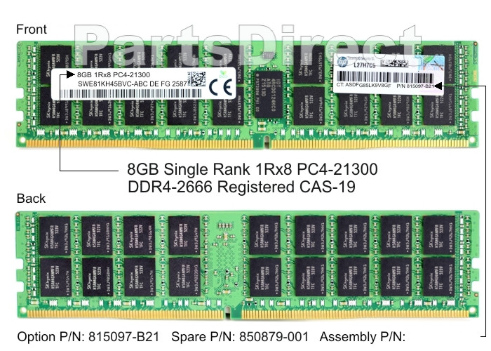 P07638-B21 HP DL325 G10+ 8 ГБ одноранговой памяти PC4-25600 DDR4 SDRAM DIMM Kit (1x8 ГБ)