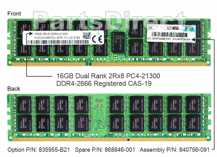 835955-B21 HP DL160 G10 16 ГБ двухранговой памяти PC4-21300 DDR4 SDRAM DIMM Kit (1x16 ГБ)