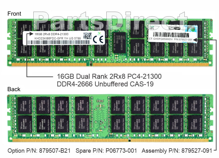 879507-B21 HP DL20 G10 16 ГБ двухранговой памяти PC4-21300 DDR4 SDRAM DIMM Kit (1x16 ГБ)
